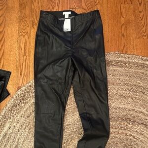 H&M Black Faux Leather Trousers